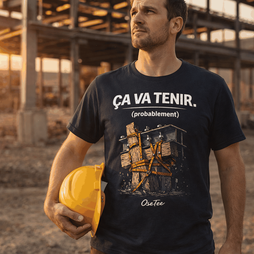 T-shirt unisexe humour chantier avec slogan Ça va tenir probablement et design robuste métiers chantier
