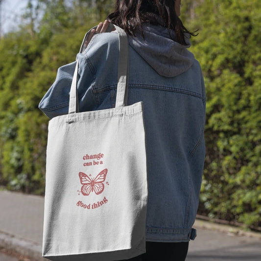 Tote bag "Change can be a good thing" brodé