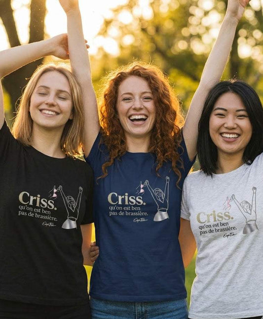 T-shirt OseTee Humeur collection with bold Quebecois message on casual streetwear style