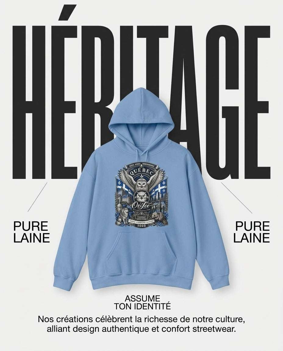 🦉 OseTee — Hoodie « MAÎTRES CHEZ NOUS 1960 » Collection Identité Québécoise