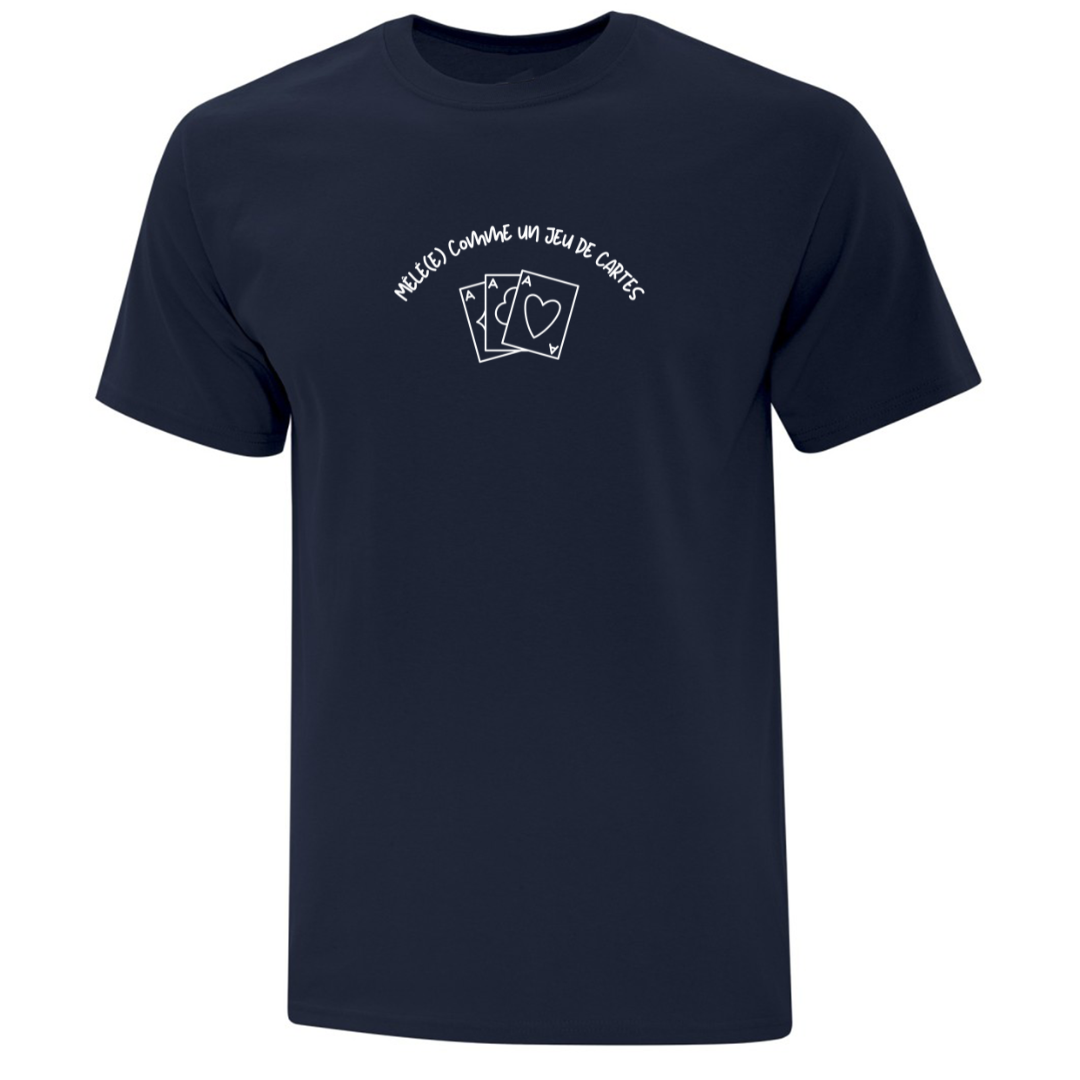 T-shirt "Mêlé(e) Comme Un Jeu De Cartes" brodé