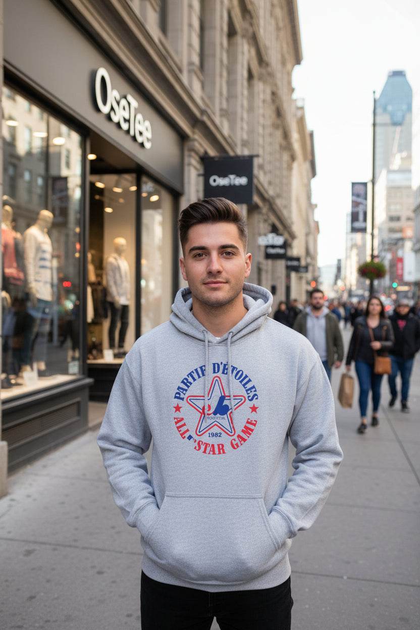 OseTee collection vintage unisexe t-shirt et hoodie style baseball Montréal 1982 rétro sportswear