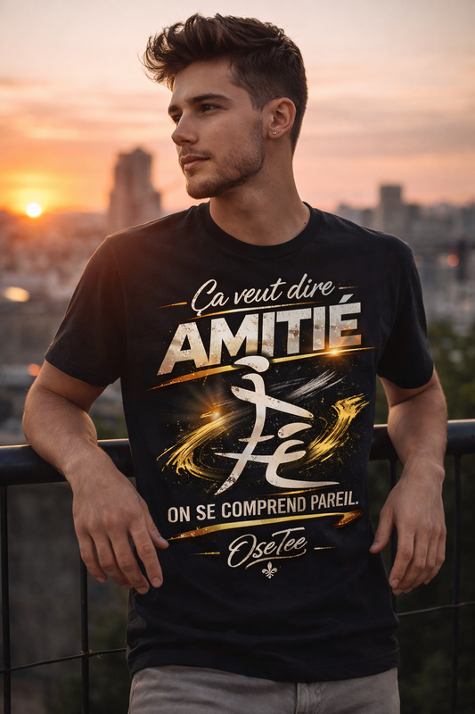 Ça veut dire AMITIÉ – T-shirt OseTee | Streetwear Québécois Unisexe