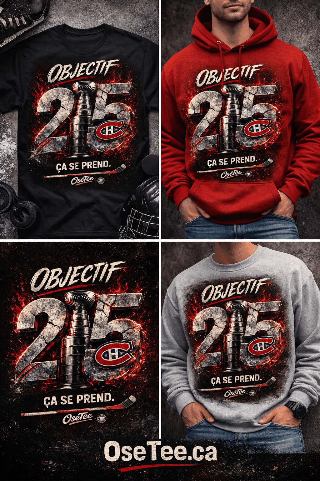 Hoodie unisexe streetwear québécois avec visuel hockey explosif et message fort