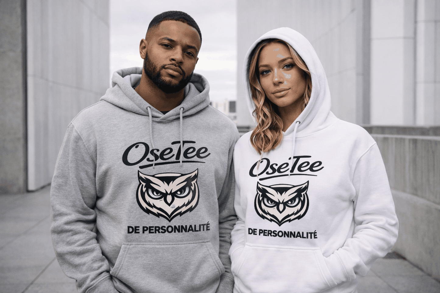 T-shirt OseTee de personnalité avec logo harfang aux yeux bleus et design minimaliste streetwear