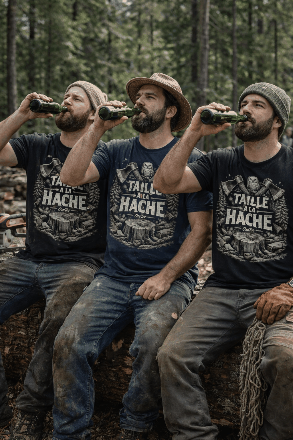Unisex streetwear t-shirt Taille a la hache with Quebecois humor and bold graphic design