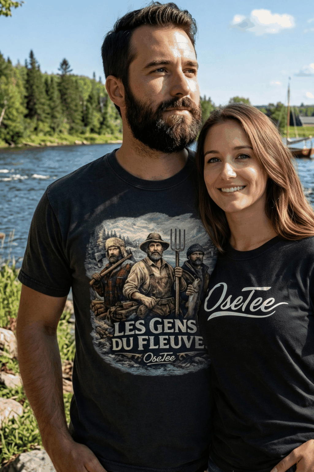 T-shirt unisexe Les gens du fleuve Humeur avec humour québécois et style streetwear OseTee