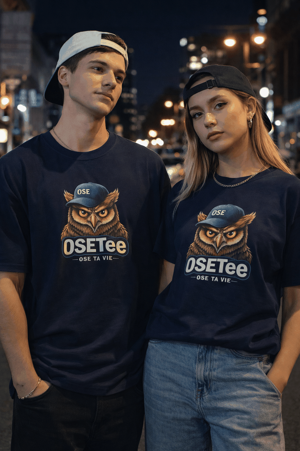 T-shirt OseTee unisexe streetwear québécois avec design harfang emblématique et confort en coton doux