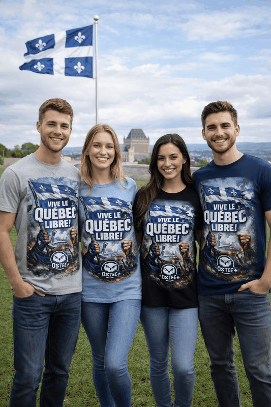 Unisexe T-shirt Vive le Quebec libre avec design identitaire québécois, style classique et durable