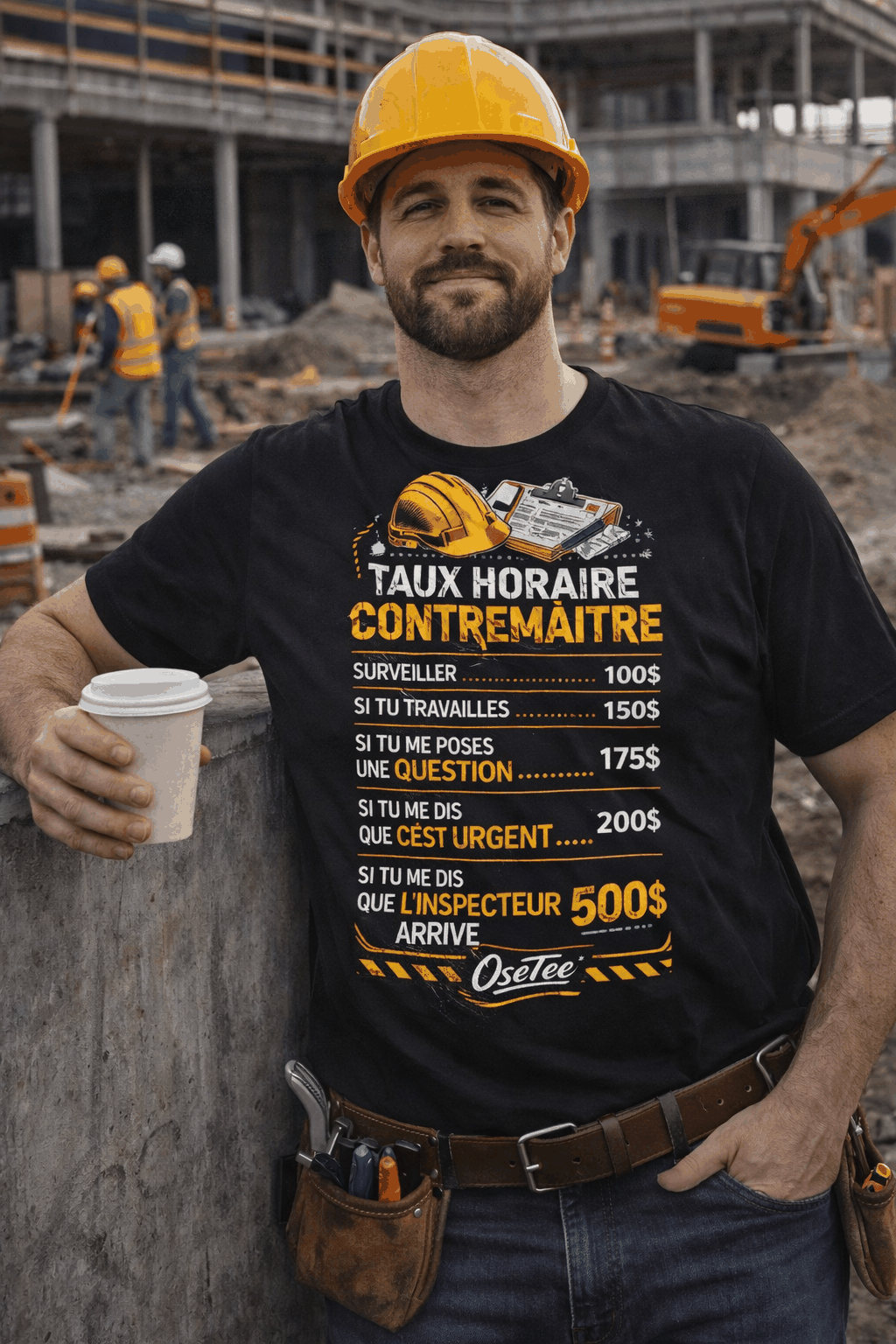 T-shirts humour chantier collection Métiers OseTee pour travailleurs et contremaîtres