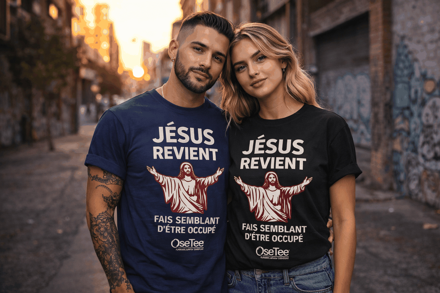 T-shirt Jésus revient – Fais semblant d’être occupé | OseTee (Unisexe Streetwear Québec)