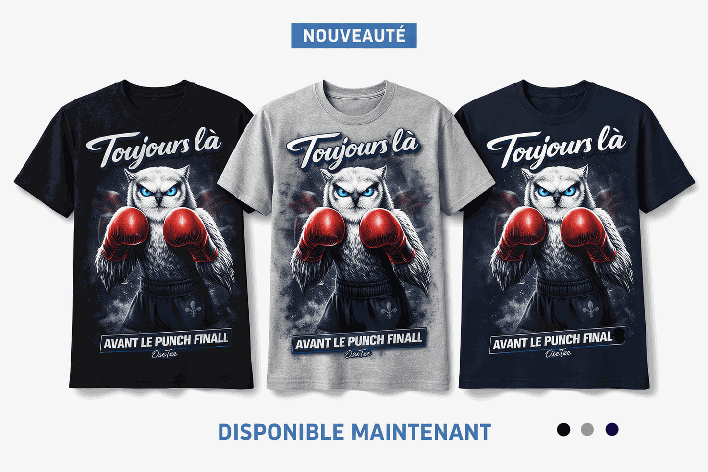 T-Shirt OseTee Humeur toujours là streetwear québécois avec design harfang ultra confortable unisexe