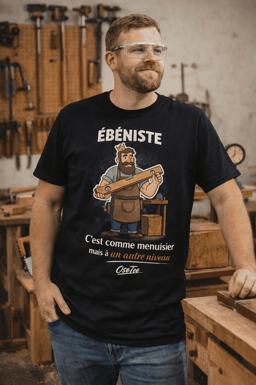 Ébéniste cest comme menuisier t-shirt unisexe streetwear Québec métier professionnel
