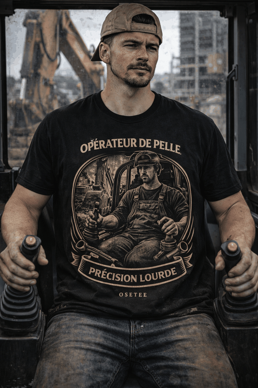 T-shirt Opérateur De Pelle collection Métiers OseTee style streetwear fierté québécoise