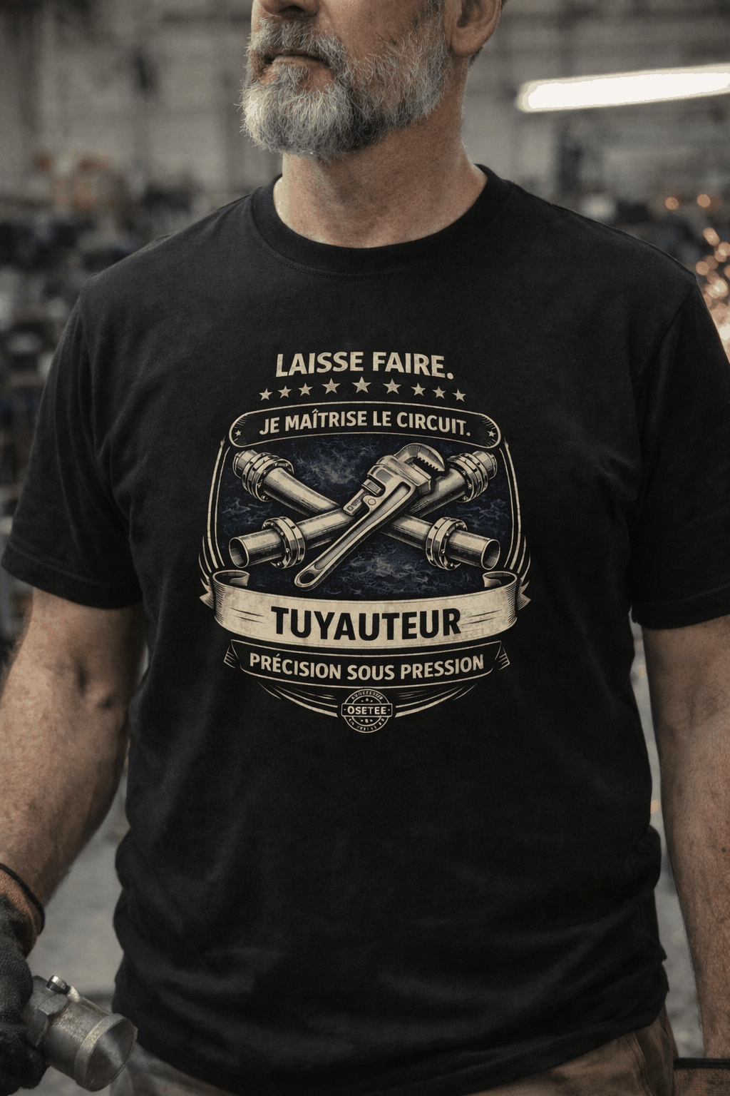 T-shirt Tuyauteur collection Métiers OseTee style streetwear fierté québécoise