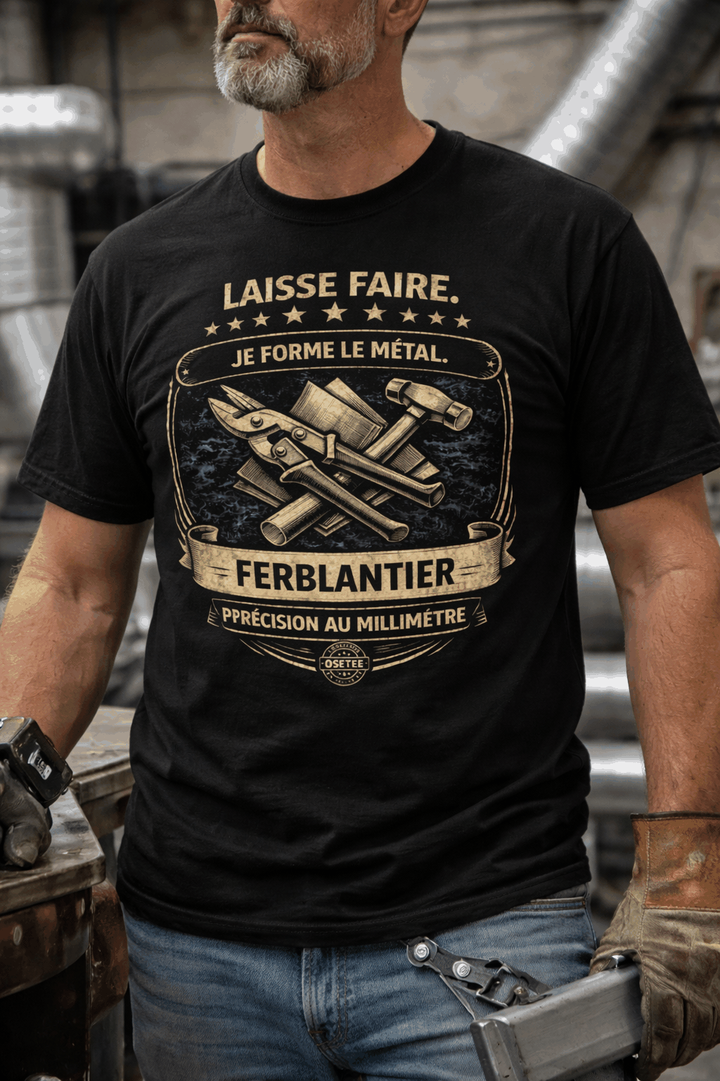 T-shirt Ferblantier style streetwear fierté québécoise collection Métiers OseTee
