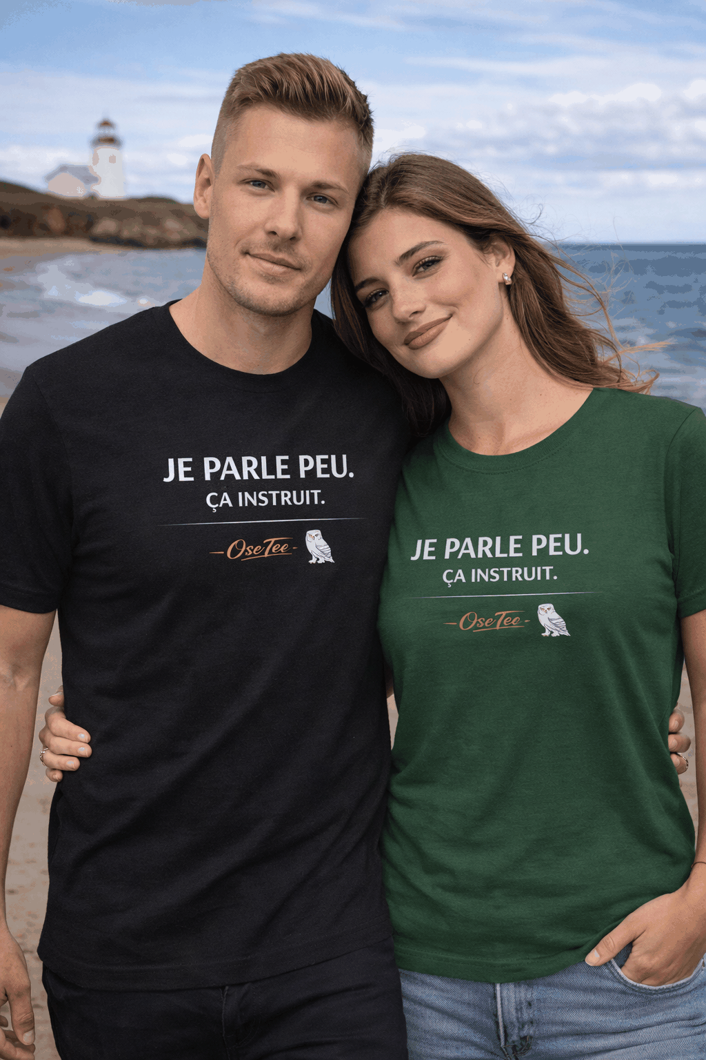 T-shirt unisexe léger et confortable avec message "Je parle peu ça instruit" de la collection Humeur OseTee streetwear