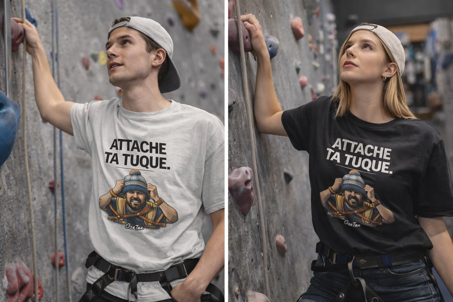 **T-shirt Attache ta tuque | T-shirt humour québécois unisexe streetwear – OseTee