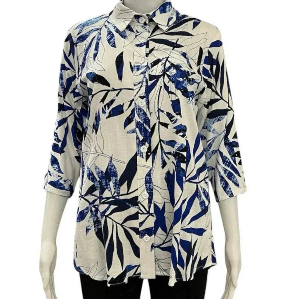 Chemise blanc motif bleu