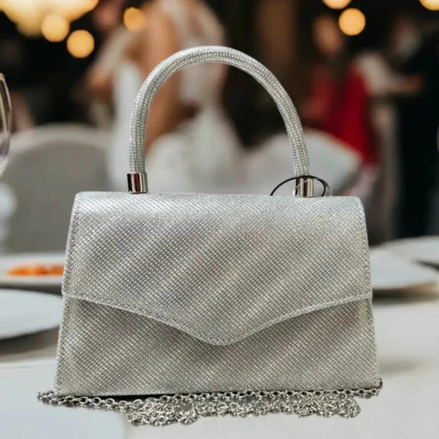 Sac de soirée brillant avec poignée