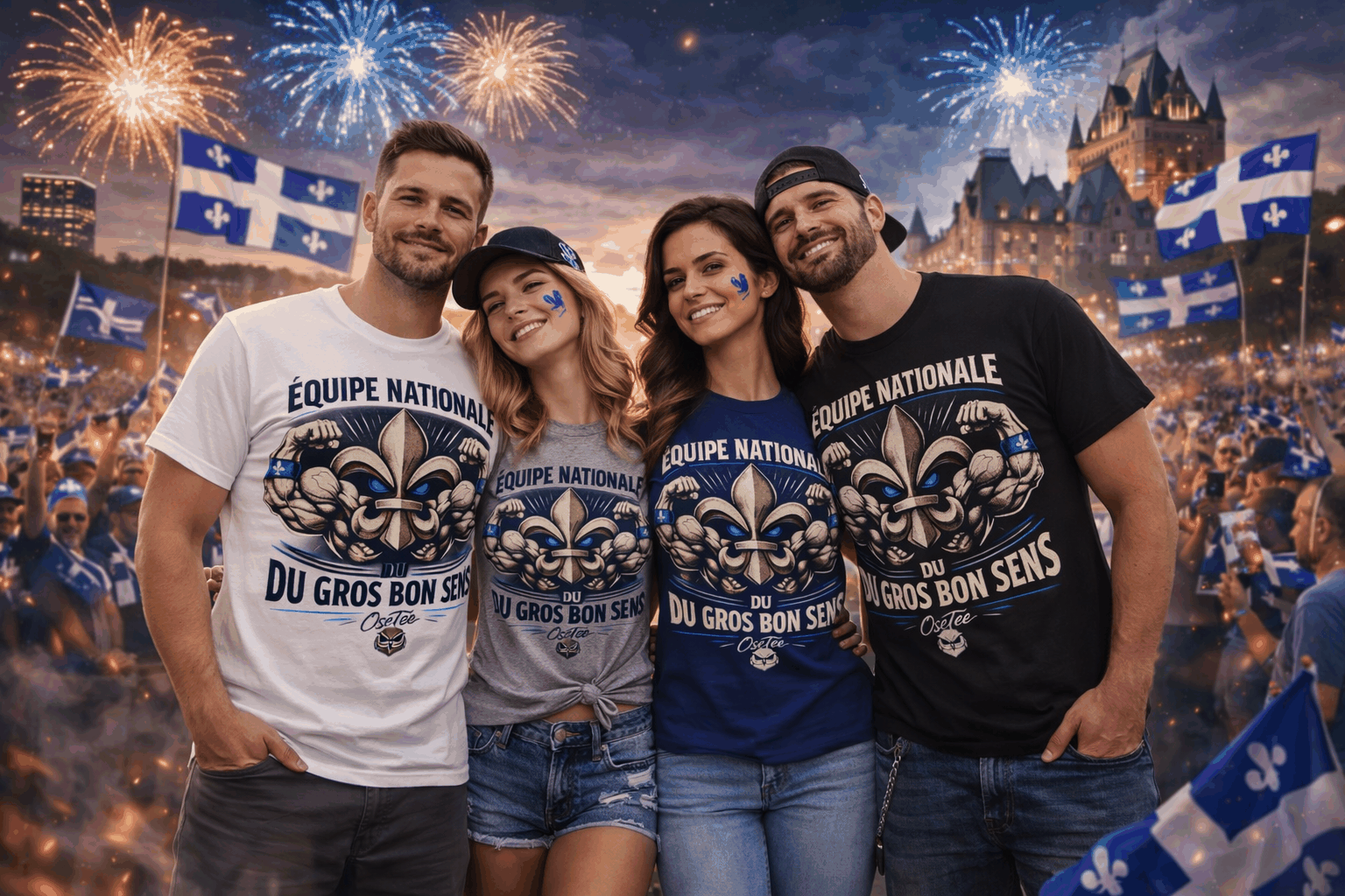 T-shirt unisexe Équipe nationale du gros bon sens avec fleur de lys et design québécois moderne