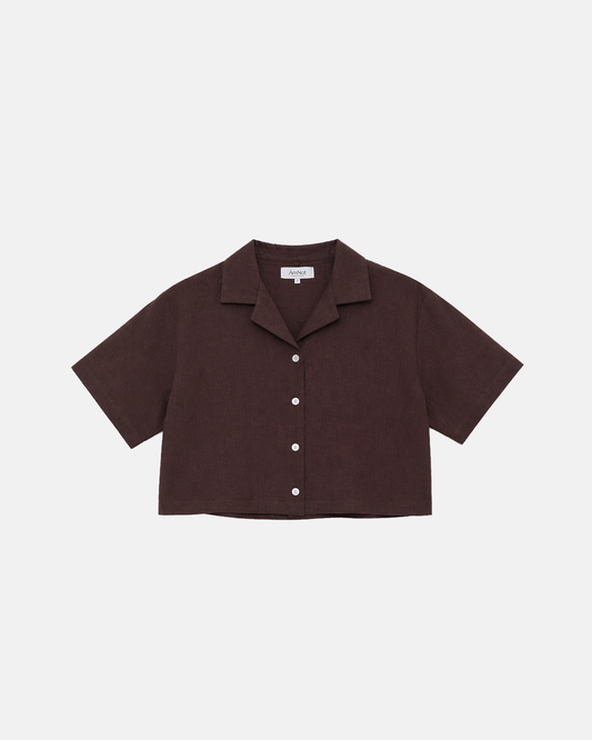 Chemise écourté ample effet lin