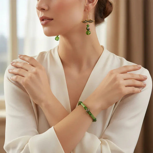 Bracelet et boucle d'oreille treillis