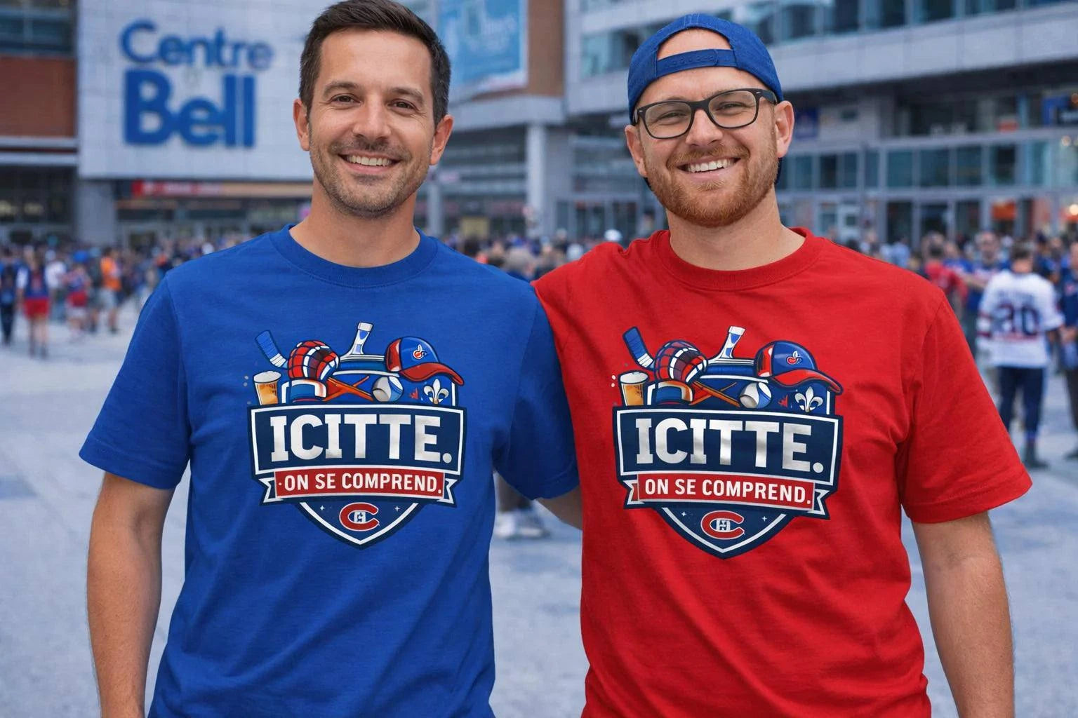 T-Shirt Identité Québécoise unisexe coupe classique gris avec logo Icitte on se comprend