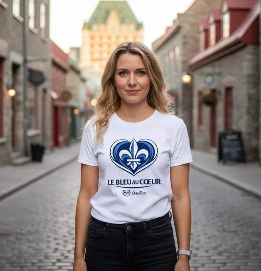 T-shirt Le Bleu Au Coeur symbole de l'identité québécoise streetwear confortable