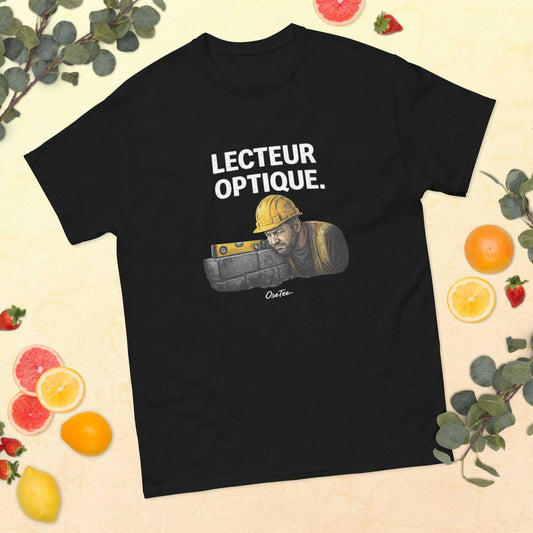 T-shirt Lecteur Optique unisexe en coton doux style streetwear québécois Métiers OseTee