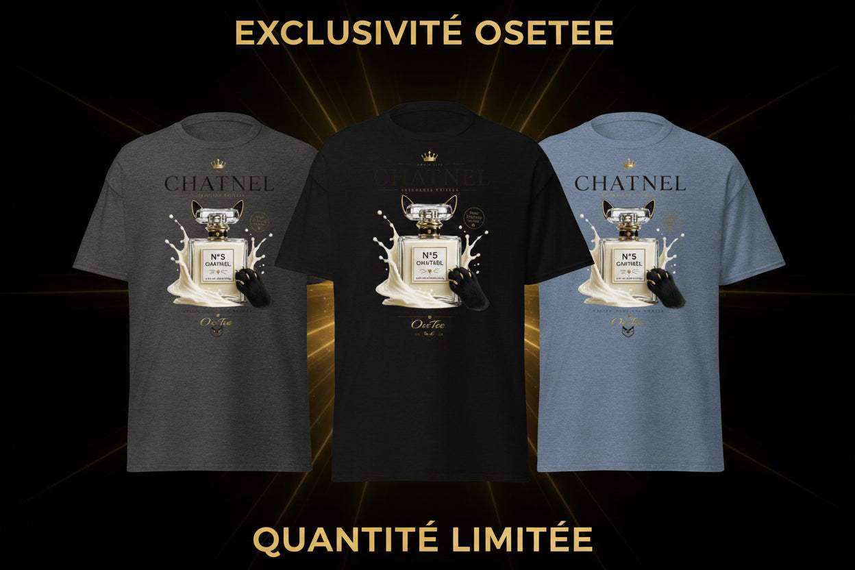 CHATNEL No 5 unisex premium streetwear t-shirt with feline-inspired design and bold attitude from OseTee collection