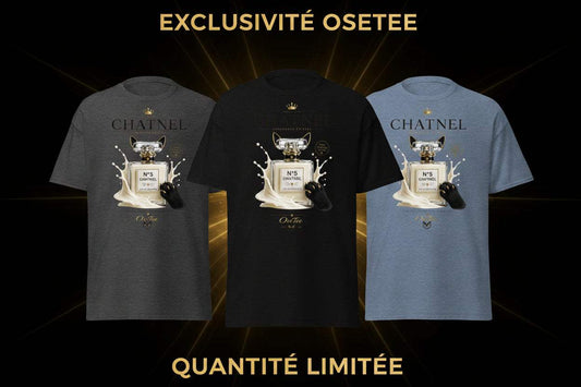 CHATNEL No 5 unisex premium streetwear t-shirt with feline-inspired design and bold attitude from OseTee collection