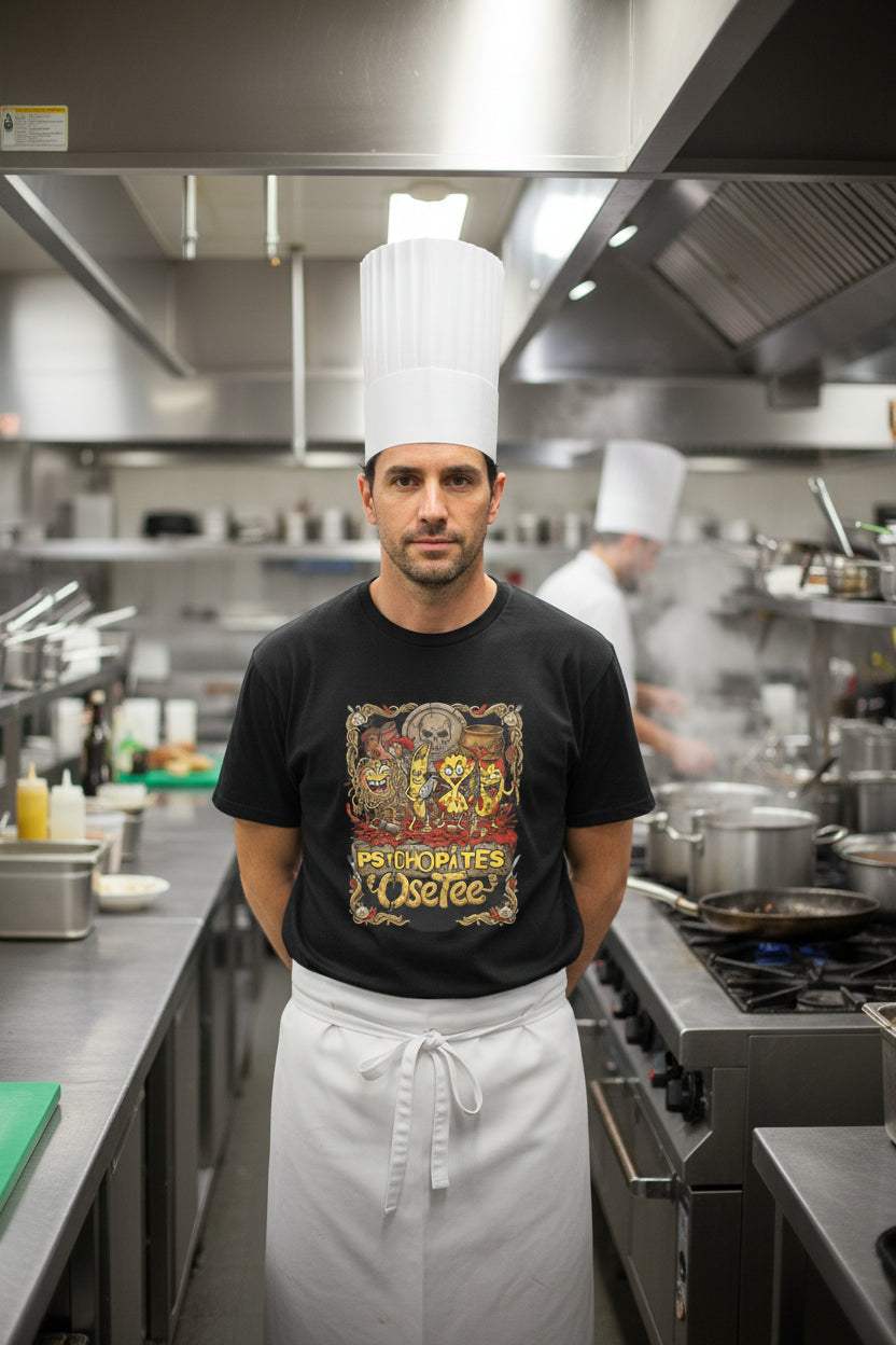 T-shirt Psychopates unisexe streetwear graphique avec design sombre et humour noir OseTee collection Humeur