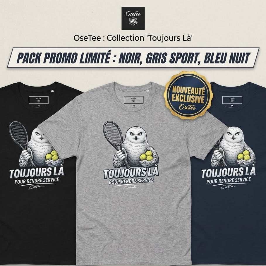 T-Shirt OseTee Humeur streetwear québécois avec design harfang et message Toujours Là, confortable et unisexe